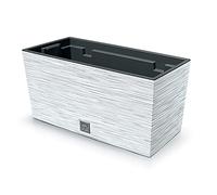 2-in-1 Flower Box with Inner Box Balcony Box Plant Pot Flower Pot Riffel Look Plastic Rectangular 39.5 cm x 18.5 cm x 19.5 cm (White)