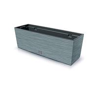 2-in-1 Flower Box with Inner Box, Balcony Box, Plant Pot, Riffel Look, Plastic, Rectangular, 58 cm x 18 cm x 19.5 cm (Grey)
