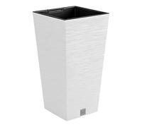 2-in-1 Flower Pot with Insert Plant Pot Planter Riffel Look Rectangular Plastic 29.5 cm x 29.5 cm x 55 cm (White)