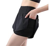 2 in 1 Flowy Running Shorts, Workout Shorts for Athletic, Gym Running Shorts with Phone Pockets, Double Layer Running Yoga Shorts Black