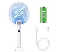 2 in 1 Fly Swatter and Zapper - Rechargeable Mosquito Zapper with Killing Counter, High Voltage Fly Swatter and Mosquito Trap with UV Light for Indoor and Outdoor Pest Control