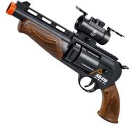 2 in 1 Foam Blaster Shotgun with 4 X Scope Soft Dart Blaster Toy Gun Set with 60 EVA Darts 5 Dart Rotating Drum 1 Sight for 14+ Years Soft Foam Darts Blaster (brown)