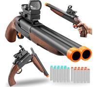 2 in 1 Foam Blaster Shotgun with 4 X Scope Soft Dart Blaster Toy Gun Set with 60 EVA Darts 5 Dart Rotating Drum 1 Sight for 14+ Years Soft Foam Darts Blaster