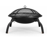 2-In-1 Foldable Fire Pit With Cooking Grill Portable Outdoor Fire Bowl With Spark Guard, Heavy-Duty Steel For Camping & Garden Use