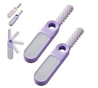 2-in-1 Foldable Foot File with Toe Gap Cleaner, 2 in 1 Toe Cleaning Brush & Foot File Callus Remover Feet in Shower Silicone Gap Brush, Portable Silicone Exfoliating Brush (Purple #2)