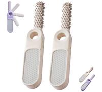 2-in-1 Foldable Foot File with Toe Gap Cleaner, 2026 New Callus Remover, Brush & Foot File Callu Remover Feet in Shower Silicone Gap Brush, Portable Silicone Exfoliating Brush (White*2)