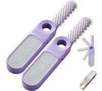 2-in-1 Foldable Foot File with Toe Gap Cleaner, Foot Scrubber Dead Skin Remover, New Foldable Foot File, Exfoliating Cleaning Brushs Set (Purple*2)
