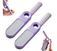 2-in-1 Foldable Foot File with Toe Gap Cleaner, Foot Scrubber Dead Skin Remover,Portable Silicone Exfoliating Brush Set (Purple * 2)
