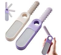 2-in-1 Foldable Foot File with Toe Gap Cleaner, Portable Silicone Exfoliating Brush Set, 2026 New Foldable Foot File (Beige+Purple)