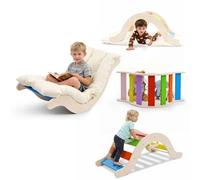 2 in 1 Foldable Indoor Climbing Frame,25 Years of New Upgrades Baby Climbing Frame,Montessori Indoor Play Jungle Gym,Climber Indoor Set (Small, irregular shape, colorful)