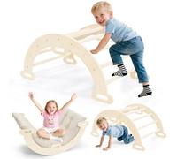 2 in 1 Foldable Indoor Climbing Frame,25 Years of New Upgrades Baby Climbing Frame,Montessori Indoor Play Jungle Gym,Climber Indoor Set with Washable Soft Cushion(B)