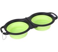 2-in-1 Foldable Pet Food & Water Bowl with Carabiner Clip, Silicone Feeding Dish, Collapsible Traveling Dog Bowls for Camping, Hiking, Walking, Outdoor Use, Compact 6.3 in Folded Size