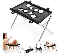 2-in-1 Foldable Pet Grooming Bed, Dog Shower Hammock, Pet Wash Hammock (Black)