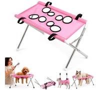 2-in-1 Foldable Pet Grooming Bed, Dog Shower Hammock, Pet Wash Hammock (Pink)