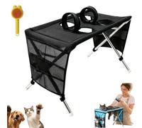 2-In-1 Foldable Pet Grooming Bed, Foldable Grooming Table for Small Dogs | Saves Your Back, Easy to Clean, Breathable Quick-Drying, a Safer, Calmer Way to Trim, Wash & Care at Home(Black,Upgraded)