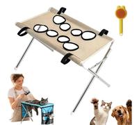 2-In-1 Foldable Pet Grooming Bed, Foldable Grooming Table for Small Dogs | Saves Your Back, Easy to Clean, Breathable Quick-Drying, a Safer, Calmer Way to Trim, Wash & Care at Home(Khaki,Regular)