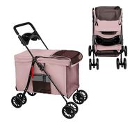 2-in-1 Foldable Pet Stroller for Dogs & Cats Removable Bassinet 4-Wheel Design with Brake 600D Oxford Fabric Supports Up to 20kg Ideal for Travel & Outdoor Use