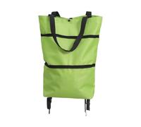 2-in-1 Foldable Shopping Bag Wheeled Design Water-Resistant Oxford Fabric Portable High Capacity Compact Storage Suitable for Daily Shopping, Travel, and Camping(Green)