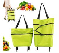 2-in-1 Foldable Shopping Cart with Wheels & Shopping Bag on Wheels，AA