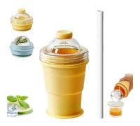 2-in-1 Foldable Silicone Ice Ball Maker Cup Reusable Portable ice Hockey with Straw & Lid Easy Demolding Leakproof for Juice Home Whiskey Iced Coffee Gym Travel Outdoor 2026New (Yellow)