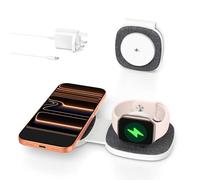 2 in 1 Foldable Wireless Charger for MagSafe Charging Station for iPhone 17, 16, 15, 14, 13, 12 Series, for Apple Watch Ultra SE 11 10 9 8 7 6 5 4 3 2 1, for AirPods 3 in 1 Travel with 20W PD Adapter