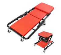2-in-1 Folding Car Creeper & Mechanics Stool | 6 Smooth 360 Wheels | 150 kg Capacity | Red