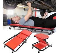 2-in-1 Folding Car Creeper & Seat with 360° Swivel Wheels,330 lbs Capacity | Under Car Crawler & Mechanic Stool for Under Vehicle Repair, Motorcycle Maintenance, Can be Extended to 36"