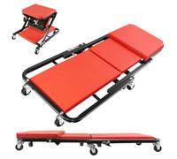 2-in-1 Folding Mechanics Car Creeper, Mechanics Creeper Seat with 6 Smooth Running 360°Swivel Wheels Folding Car Creeper, 150kg Load Capacity, Soft Cushion Folding Car Repair Bed for Under Car Repair