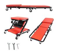 2-in-1 Folding Mechanics Car Creeper with 6 Smooth-Running 360° Swivel Wheels, 150kg Load Capacity Heavy Duty Extended 36" Rolling Mechanics Creeper, Durable Vehicle Creepers for Under Car Repair, Red