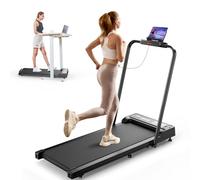 2 in 1 Folding Treadmill, 2.5 HP Walking Pad Foldable, 1-10 km/h Under Desk Treadmill with Remote Control & LED Display, Walking Pad with Handle for Home Office, No Assembly