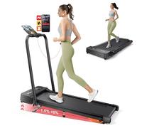 2 in 1 Folding Treadmills for Home,Walking Pad with 10% Incline and handle bar,Portable Under Desk Treadmill,Dual LED Display, APP & Remote, 135kg Capacity