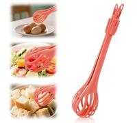 2 in 1 Food Clip & Egg Whisk, Multifunctional Egg Beater Manual Mixer and Serrated Tongs Practical Kitchen Gadget Tool for Gripping Stirring Mixing Ideal for Bread Pasta Salad (Orange)