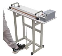 2 in 1 Foot Pedal Plastic Bag Sealer and Cutter, Adjustable Portable Impulse Sealer with Stand for Industrial Commercial Packaging