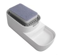 2 in 1 For Kitchen Soap Dispenser and Sponge Holder with Non slip Base and Drain Holes to Keep Lid Dry and Save Soap (White)