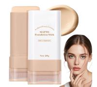 2-in-1 Foundation Stick with Concealer&Brush,Full Coverage Foundation Stick for Women,Matte Foun/dation Sti/ck with Brush,Waterproof&Long-Lasting,Hydrating Tinted Moisturiser,Even Skin Tone(#2 Nature)