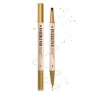 2-in-1 Freckle Pen & Liquid Eyeliner, Natural Light Brown Faux Stamp With Fine Tip Precision Liner, Waterproof Smudge Resistant Long Lasting Makeup For Soft Sun-Kissed Look