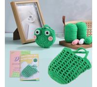 2-in-1 Frog Crochet Bag Kit: Mini Bucket Bag & Pouch - Complete Crochet Kit for Beginners Adults & Kids with Video Tutorial, Yarn, Hook - DIY Craft Gift (UK Stock)