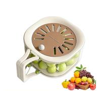 2 in 1 Fruit Strainer Container with Lid Fruit Washing Bowl with Strainer Storage Container for Fridge, Berry Wash Bowl with Foldable Handle Draining Basket for Food Wash Picnic Camping (Coffee)
