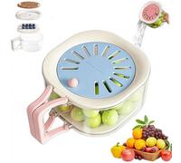 2-in-1 Fruit Washing Bowl with Strainer,Multifunctional Fruit Vegetable Strainer Container with Lid,Foldable Handle Berry Washing for Kitchen Fridge Outdoor Picnic Camping,Bowl,Food Wash & Storage