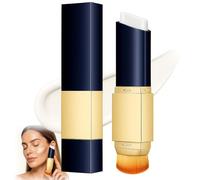 2-in-1 Full Coverage Foundation and Concealer Stick in Ivory - Lightweight Cream Formula Hexagonal Design with Built-in Blending Brush for All Skin Types and Radiant Finish