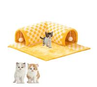 2-in-1 Funny Plush Plaid Checkered Cat Tunnel Bed, Winter Pet Plush Bed Cats, Tunnel Bed for Indoor Multiple Cats, Interactive Cat Toy for Indoor, for Puppy, Ferret