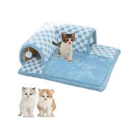 2-in-1 Funny Plush Plaid Checkered Cat Tunnel Bed, Winter Pet Plush Bed Cats, Tunnel Bed for Indoor Multiple Cats, Interactive Cat Toy for Indoor, for Puppy, Ferret