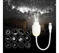 2-in-1 Galaxy Projector - Galaxy Night Light with 12 Projection Films，360°Adjustable Space Led Lights, Starry Planetarium Projectors with Dimmable Night Light for Car, Bedroom, Party