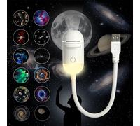 2-in-1 Galaxy Projector - Galaxy Night Light with 12 Sliding Projection Films，360°Adjustable Space Led Lights, Starry Planetarium Projectors with Dimmable Night Light for Car, Bedroom, Party
