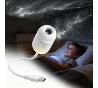 2-in-1 Galaxy Projector Night Light for Bedroom, USB Galaxy Projector with 12 Sliding, 360° Adjustable Starry Ceiling Pro-jector for Kids Bedroom Sleeping Hallway Ceiling Decor