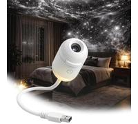 2-in-1 Galaxy Projector Night Light - Starry Sky & Warm Light Dual-Mode, USB Rechargeable Mini LED Nightlight with 48 Pcs Interchangeable Films (Sunset & More), Touch Control Wall Lamp for Bedroom
