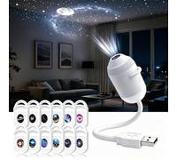 2-in-1 Galaxy Projector Night Light,USB Galaxy Projector with 12 Projection Films,360° Adjustable 2-in-1 Night Light + Galaxy Projector,Starry Night Light Projector for Car,Bedroom Decor