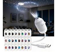 2-in-1 Galaxy Projector Night Light,USB Galaxy Projector with 24 Projection Films,360° Adjustable 2-in-1 Night Light + Galaxy Projector,Starry Night Light Projector for Car,Bedroom Decor