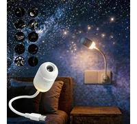 2 in 1 Galaxy Projector Night Light with 10 Projection Films,360° Rotating Starry Sky Projector,USB Galaxy Projector LED Lamp,HD Milky Way Mood Lighting for Bedroom Car,Nebula Ceiling Decor Gift