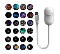 2-in-1 Galaxy Projector Night Light with 24 Sliding Projection Films, Adjustable Brightness 360° Rotating Design,Portable USB Starry Sky Night Light Projector,Mini LED Wall Lamp for Car Home (White)